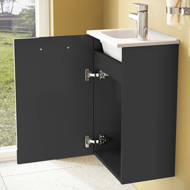 Vitra Mia 400mm Wall Hung 1 Door Washbasin Unit inc Basin - Anthracite