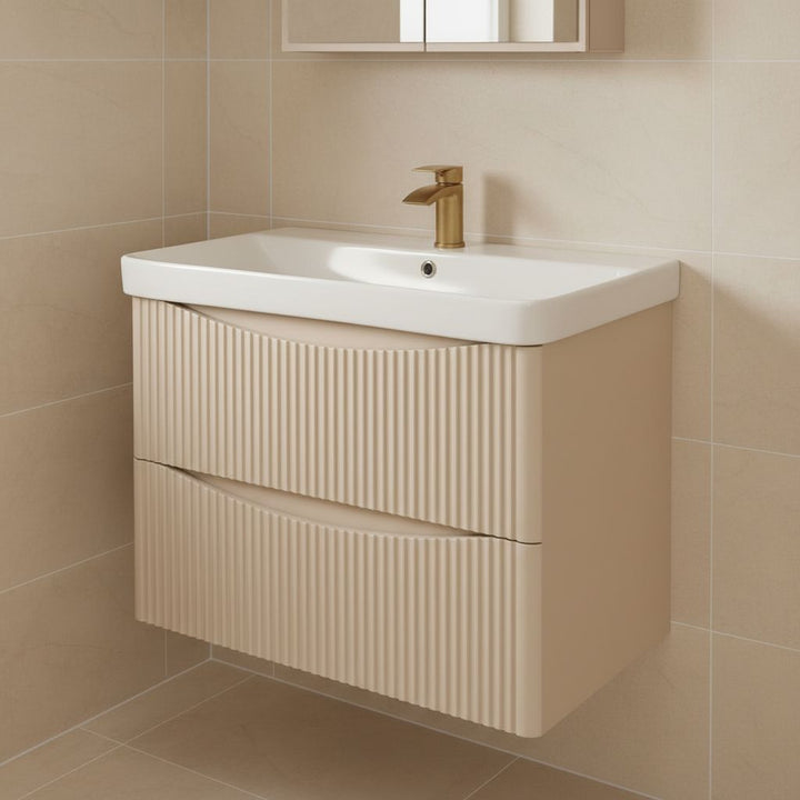 Josef Martin Happi 800mm Fluted Wall Hung Vanity Unit &amp; Basin - Sand