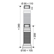 Wirquin Short Extendable Pan Connector 200mm – 340mm - Technical drawing
