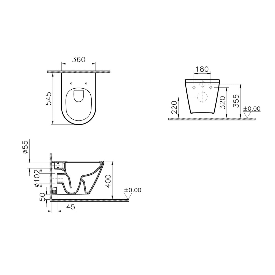 Vitra Integra Round Rimless Wall Hung Toilet with Soft Close Seat
