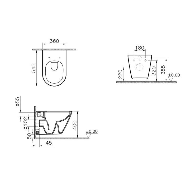 Vitra Integra Round Rimless Wall Hung Toilet with Soft Close Seat