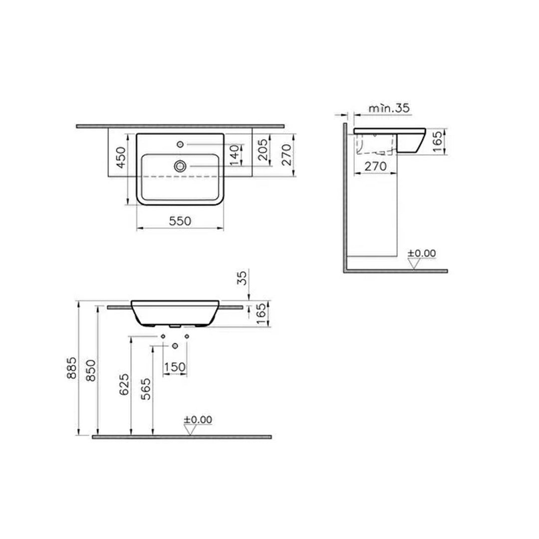 Vitra Integra 550mm Semi-Recessed Vanity Basin