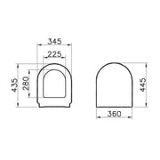 Vitra S50 Normal Close Toilet Seat Duroplast - Technical drawing