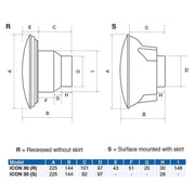 Airflow iCON 30 Extractor Fan Mains 100mm with Auto-Iris - Technical drawing