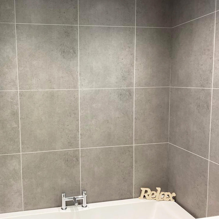 Grosfillex Grey Concrete Tile Effect Wall Panelling