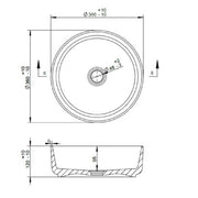 Objekt Ceramica Tahoe 360mm Counter Top Basin - Marble - Technical drawing