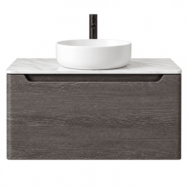 Camden 800mm Wall Hung Vanity Unit &amp; Worktop - Graphite Oak