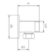 Backplate Elbow Union - Technical drawing
