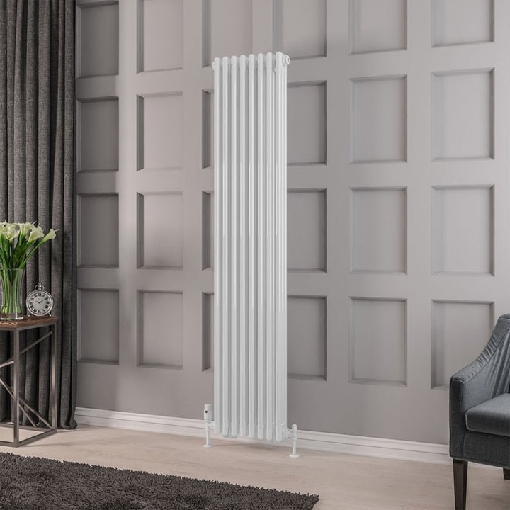 Rivassa 1800 x 383mm 2 Column Radiator - Gloss White