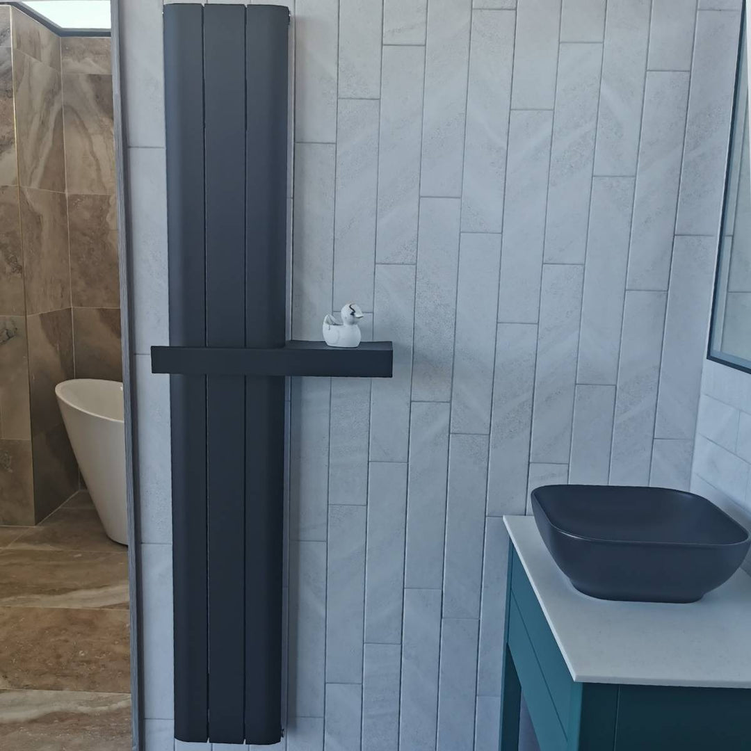 Peretti 1800 x 280mm Aluminium Radiator - Matt Black