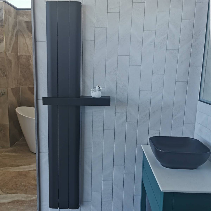 Peretti 1800 x 280mm Aluminium Radiator - Matt Black