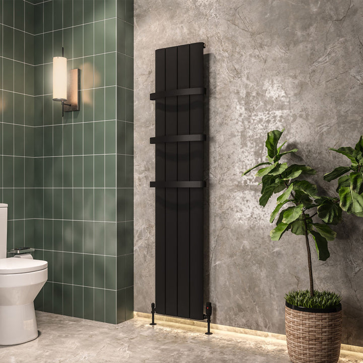 Peretti 1800 x 375mm Aluminium Radiator - Matt Black