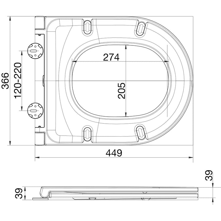 Middle D Style Slimline Soft Close Toilet Seat