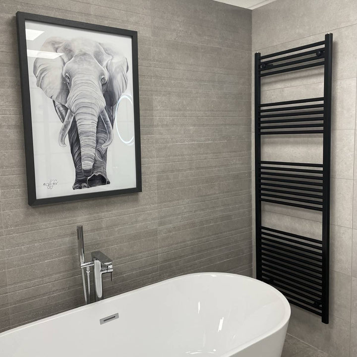 Wingrave 1800 x 500mm Straight Heated Towel Rail - Matt Black