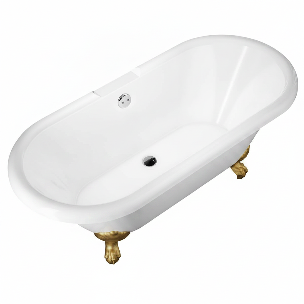 Traditional English Balmoral 1700mm Double Ended Roll Top Bath (inc. Brushed Brass Feet)