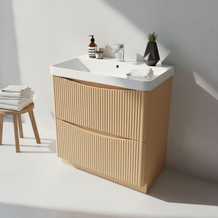 Josef Martin Happi 800mm Fluted Floor Standing Vanity Unit &amp; Basin - Sand