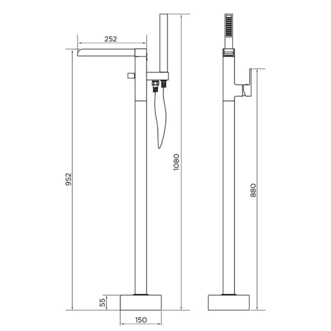 Cancun 1700mm Freestanding Air Spa Bath with Soho Bath Shower Mixer