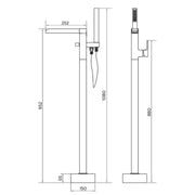 Soho Freestanding bath Shower Mixer - Technical drawing