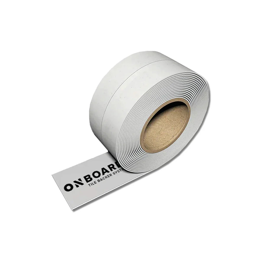 50mm self-adhesive waterproof tape supplied on a 20m roll, designed to seal joints and board connections as part of a waterproof tanking system for bathrooms and wet rooms.