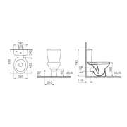 Ikoma 550mm Vanity, Vitra Toilet and Haworth Tap Deal - Technical drawing
