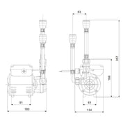 Grundfos SSR2 2.0 Bar Shower Booster Pump - Technical drawing