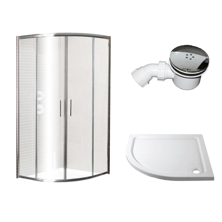 900mm Quadrant Shower Enclosure Bundle with Door, Tray and Waste