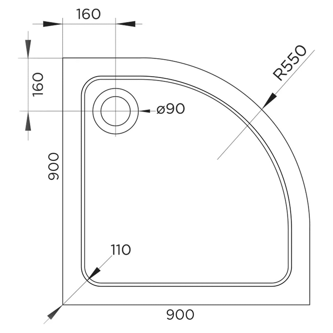 900mm Quadrant Shower Enclosure Bundle with Door, Tray and Waste