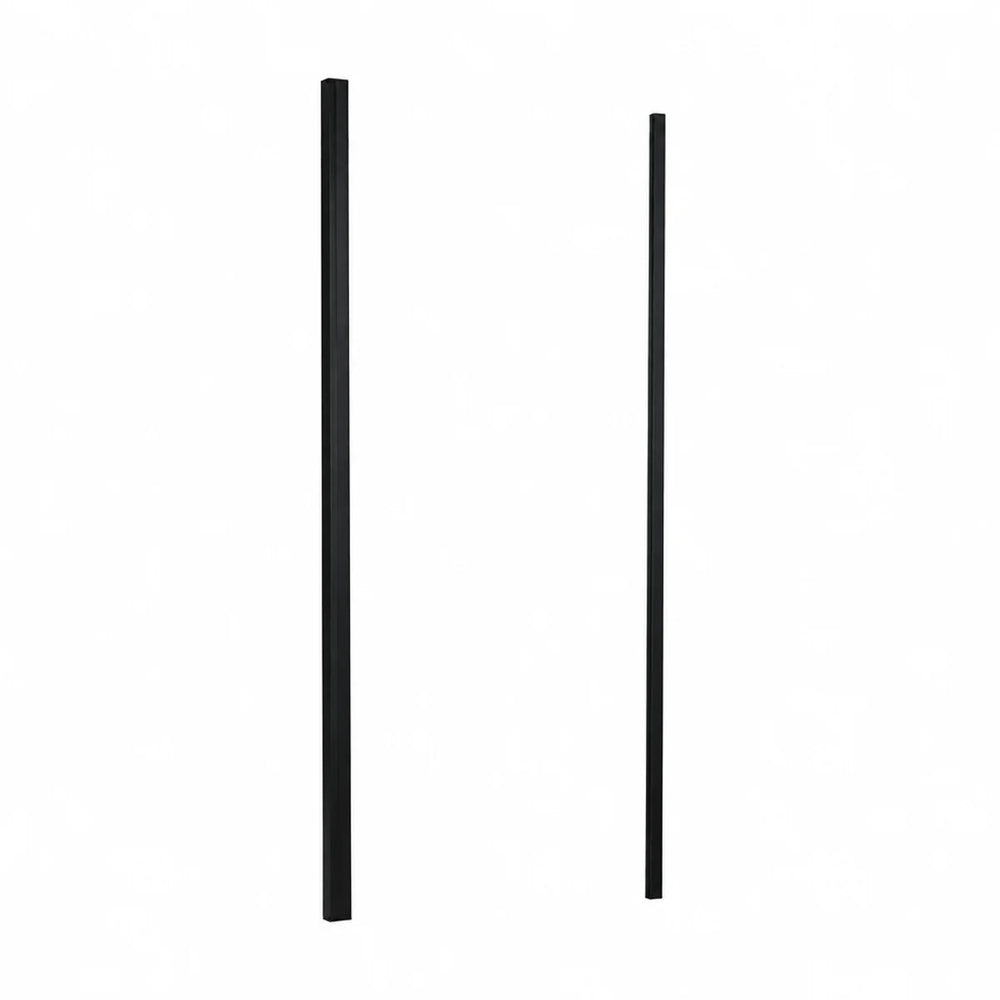 Aquadart Venturi 8 wetroom panel support bars in matt black, two slim vertical rails of different heights on white background