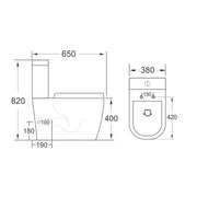 Arc II Rimless Fully Back to Wall Toilet & Soft Close Seat - Technical drawing