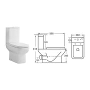 Arc II Rimless Fully Back to Wall Toilet & Soft Close Seat - Technical drawing
