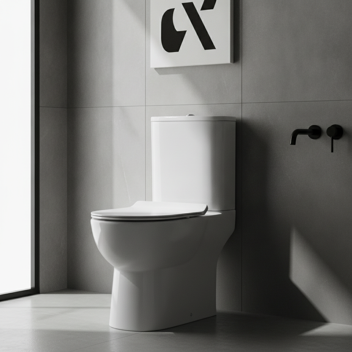 Ari Rimless Close Coupled Open Back Toilet &amp; Soft Close Seat