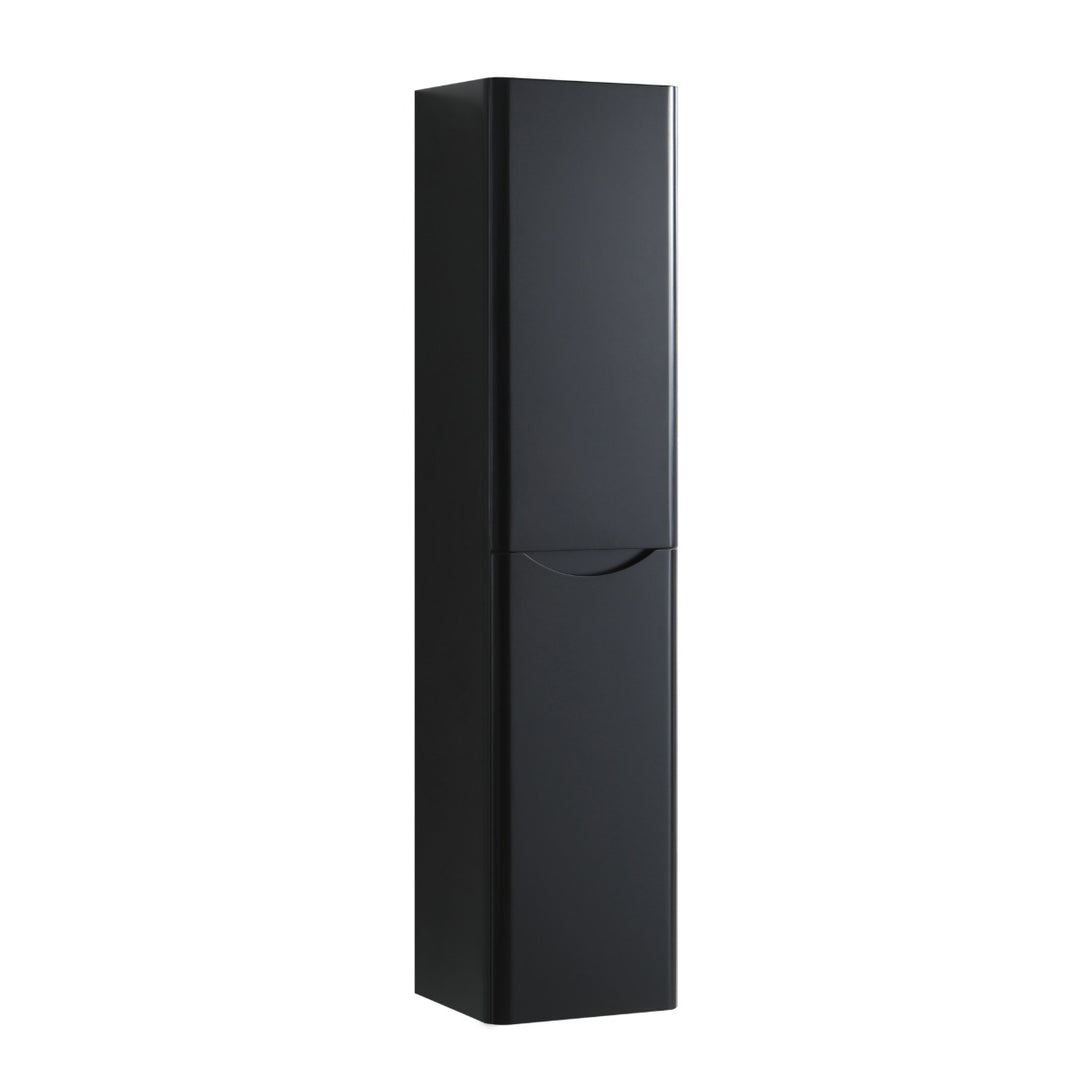 Athens Wall Hung Tall Storage Unit - Matt Black