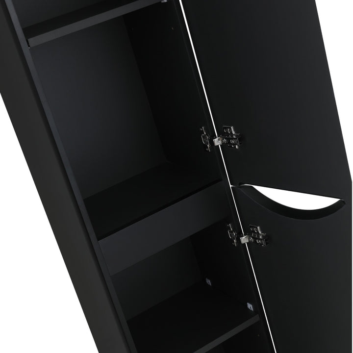 Athens Wall Hung Tall Storage Unit - Matt Black