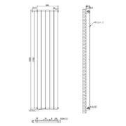 Parallel 1800 x 380mm Single Panel Radiator - Anthracite - Technical drawing