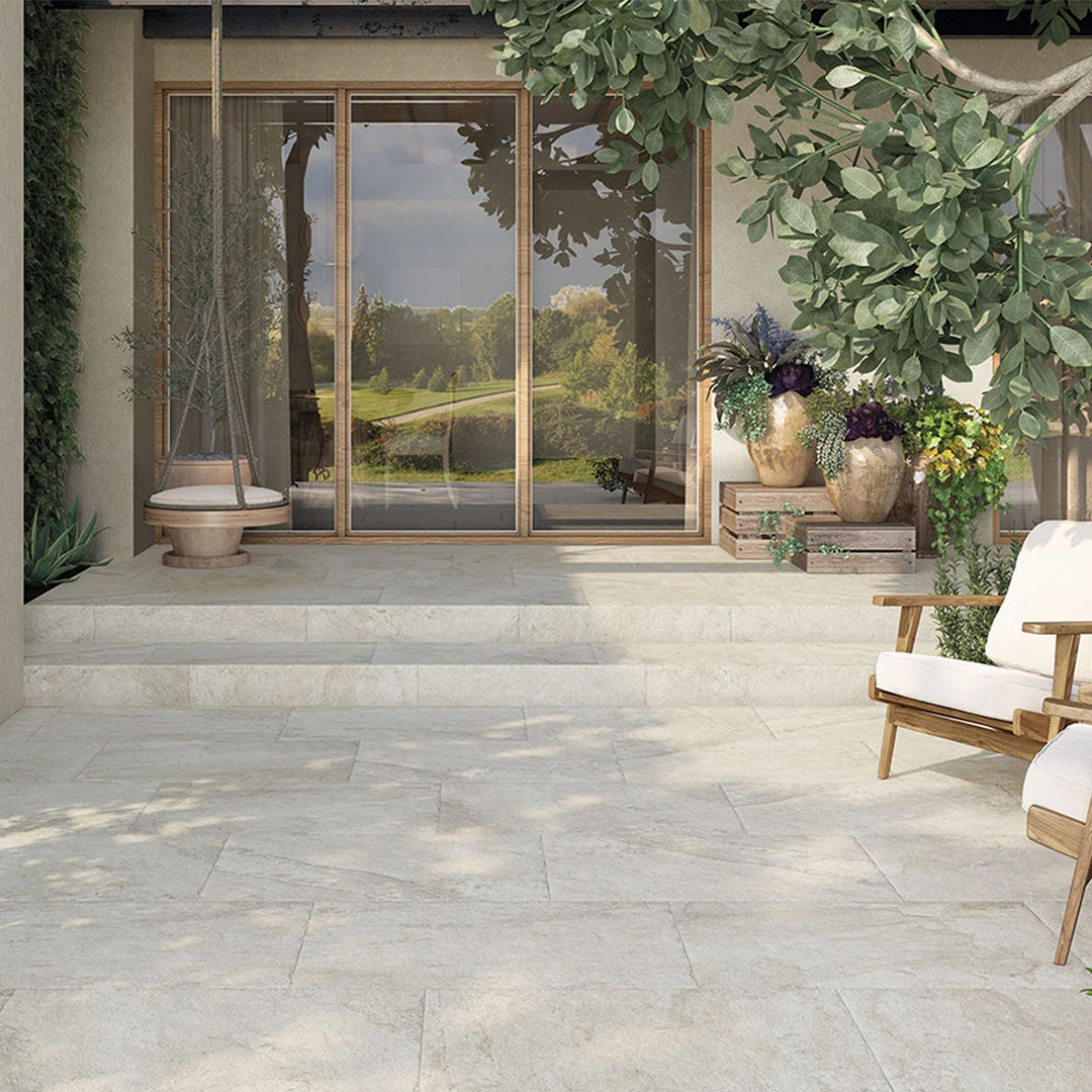 Avalon RLV White tumbled stone effect tile