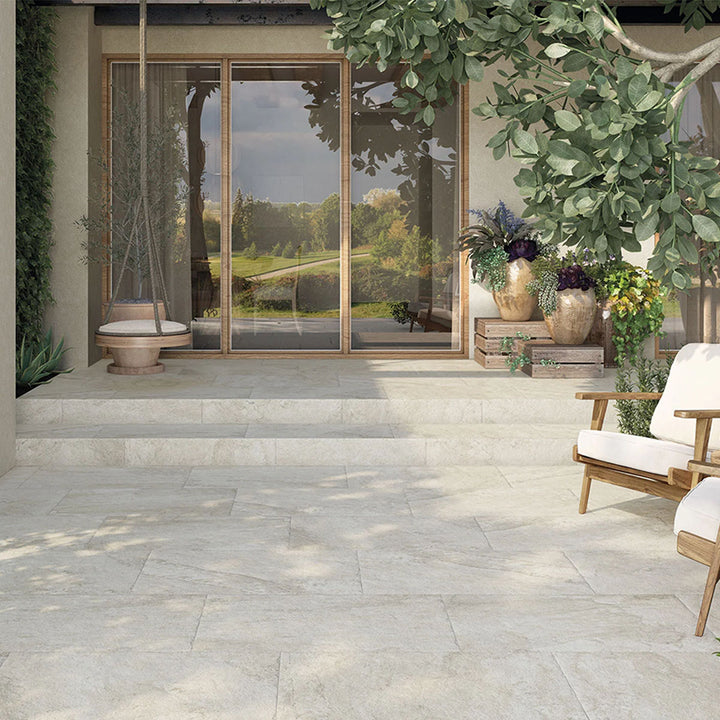 Avalon RLV White tumbled stone effect tile