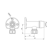 Armitage Shanks B1688AA Nimbus 21 Wall Mounted Exposed Bib Tap Pair - Chrome - Technical drawing