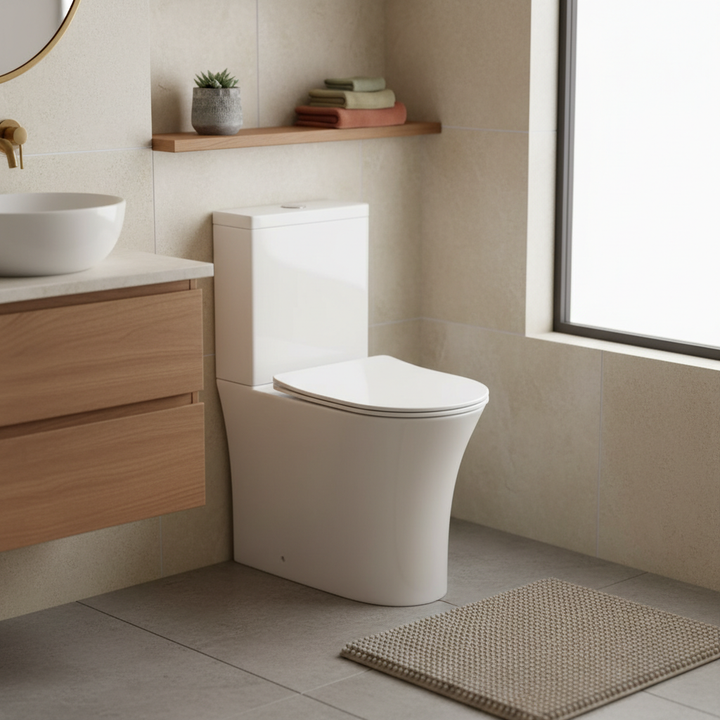 Bali Comfort Height Rimless Fully Back to Wall Toilet with Cyclone Flush &amp; Soft Close Seat