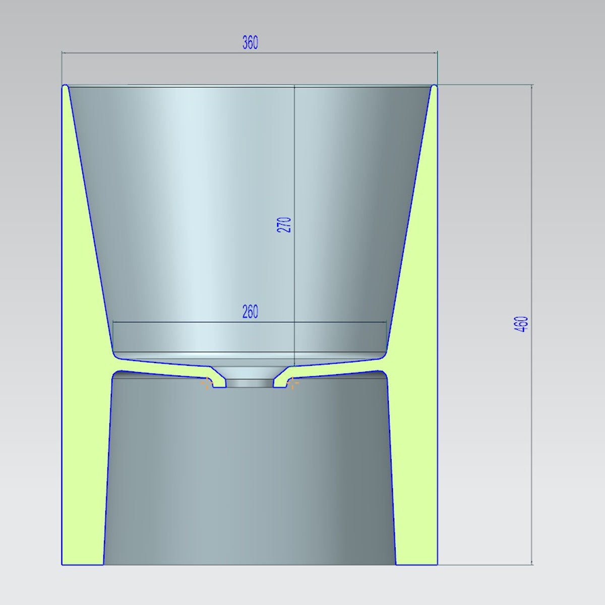 Modulo Countertop Tall Basin - Matt Black - Technical drawing