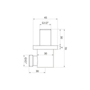 Matt Black Square Wall Outlet Elbow - Technical drawing