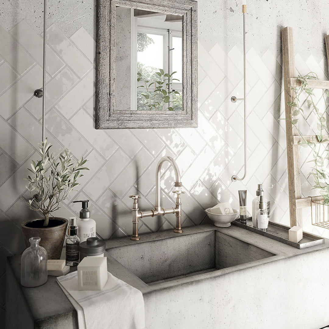 Nolito Blanco 6.5 x 20cm Glossy Porcelain Wall Tile - 0.36sqm perbox