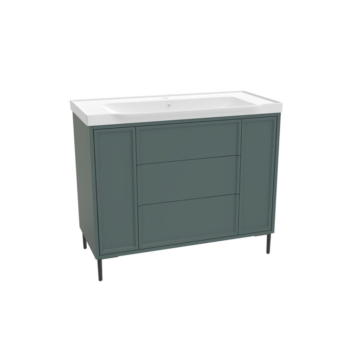 Coën 1000mm 3 Drawer, 2 Door Floor Standing Vanity Unit &amp; Basin - Parisian Green
