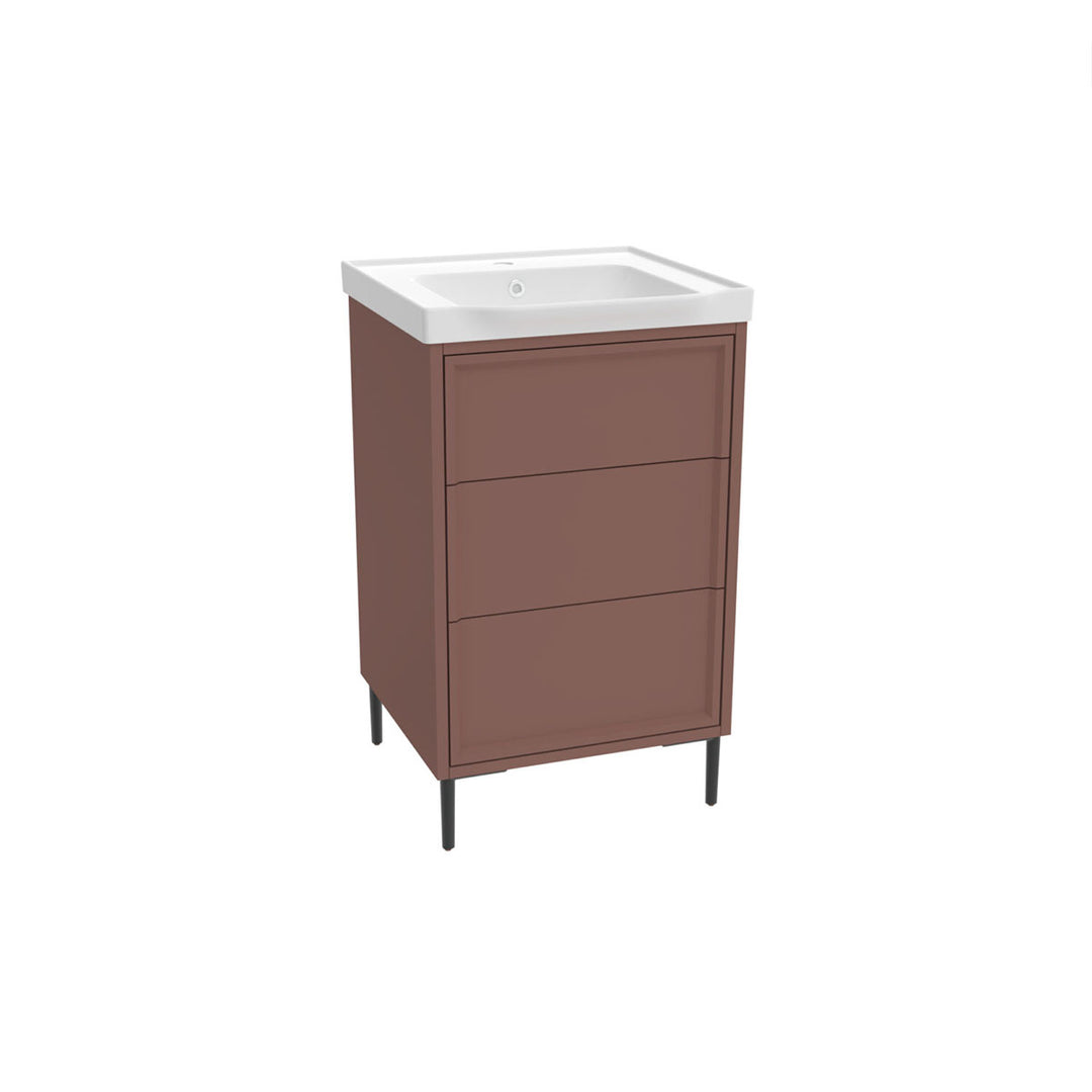 Coën 500mm 3 Drawer Floorstanding Vanity Unit &amp; Basin - Earth Red