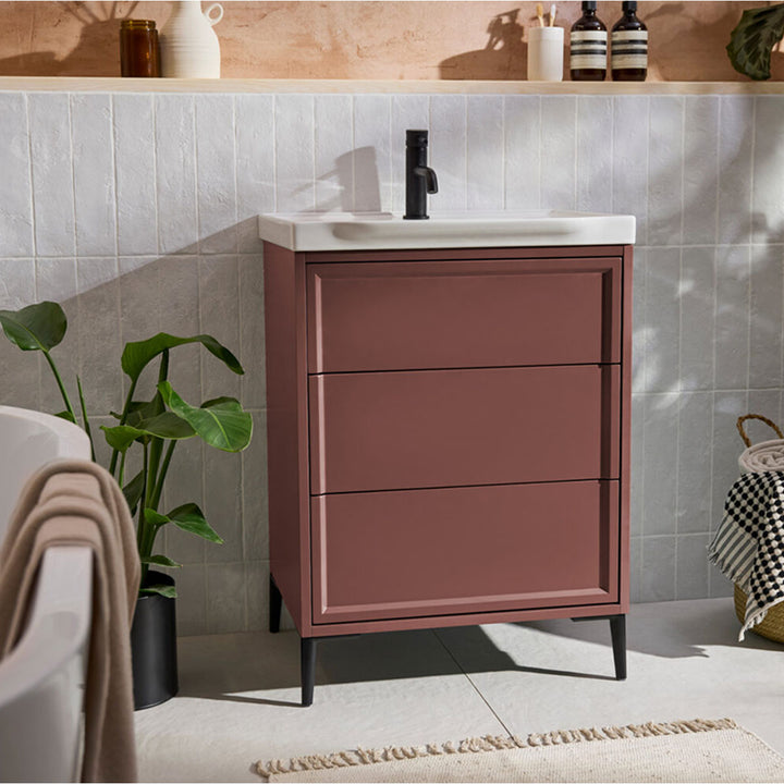 Coën 500mm 3 Drawer Floorstanding Vanity Unit &amp; Basin - Earth Red