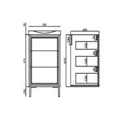 Coën 500mm 3 Drawer Floorstanding Vanity Unit & Basin - Earth Red - Technical drawing