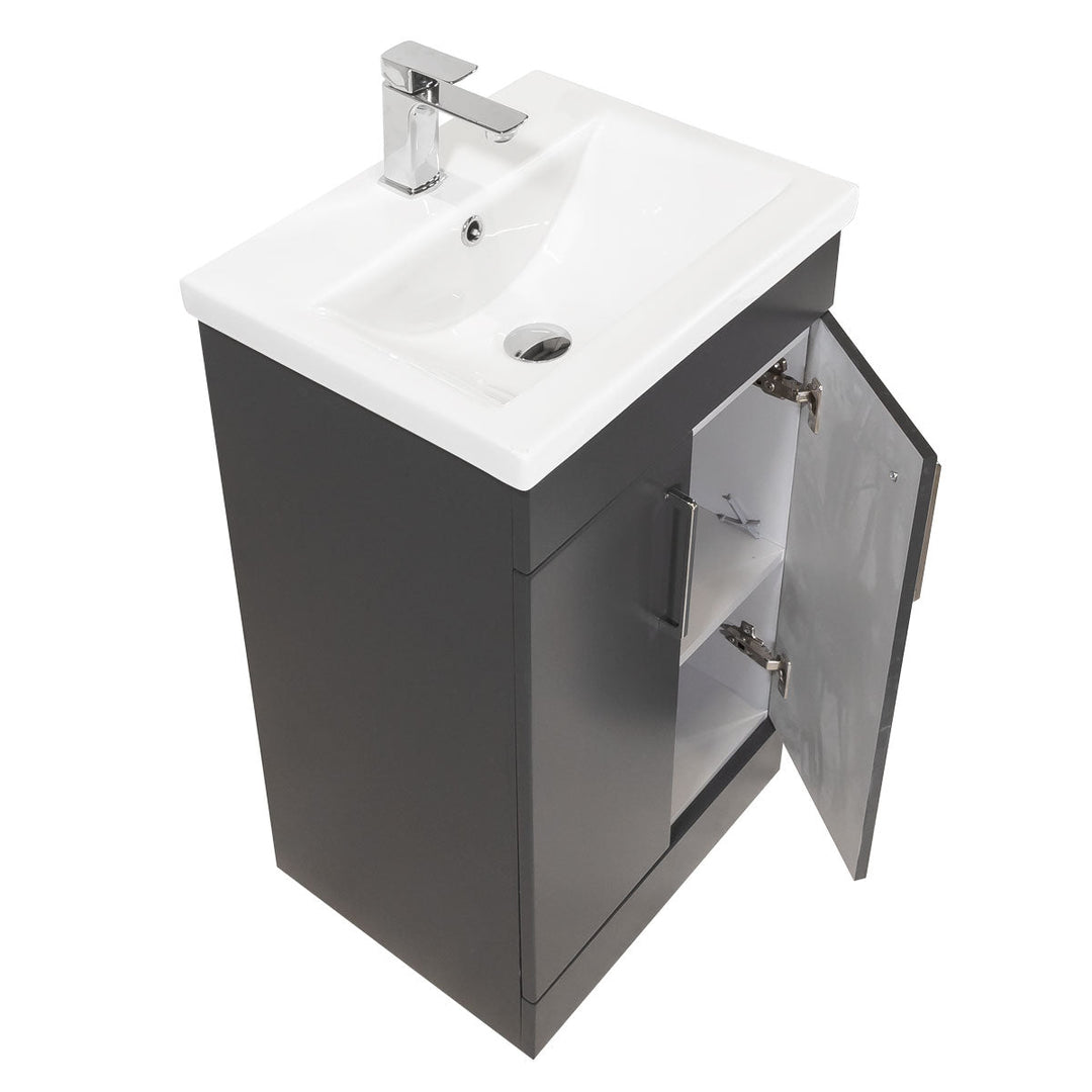 Ardan 500mm 2 Door Floor Standing Vanity Unit &amp; Basin - Anthracite