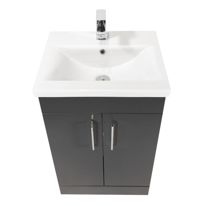 Ardan 500mm 2 Door Floor Standing Vanity Unit &amp; Basin - Anthracite