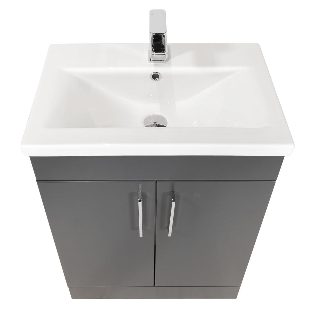 Ardan 600mm 2 Door Floor Standing Vanity Unit &amp; Basin - Anthracite
