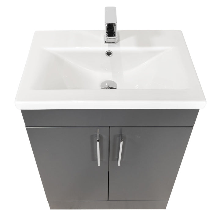 Ardan 600mm 2 Door Floor Standing Vanity Unit &amp; Basin - Anthracite