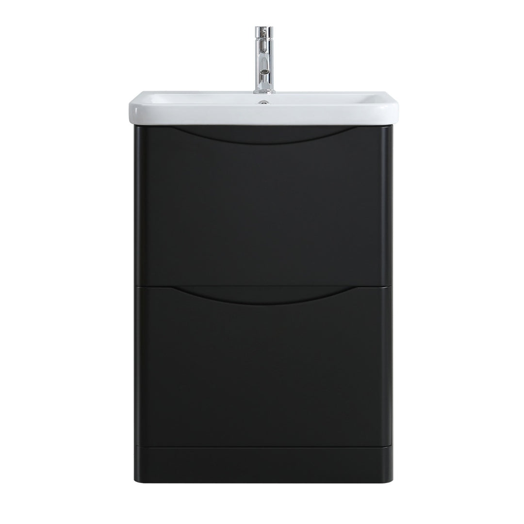 Athens 600mm Floorstanding Vanity Unit &amp; Basin - Matt Black